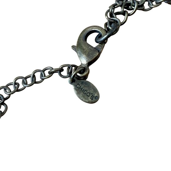 Chicos Silver Toned Metal Hammered Oval Link Necklace With Adjustable Chain - Picture 6 of 6